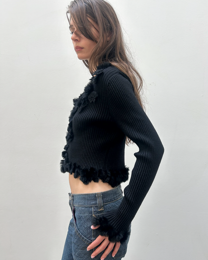 Courrèges Fur Trim Cardigan