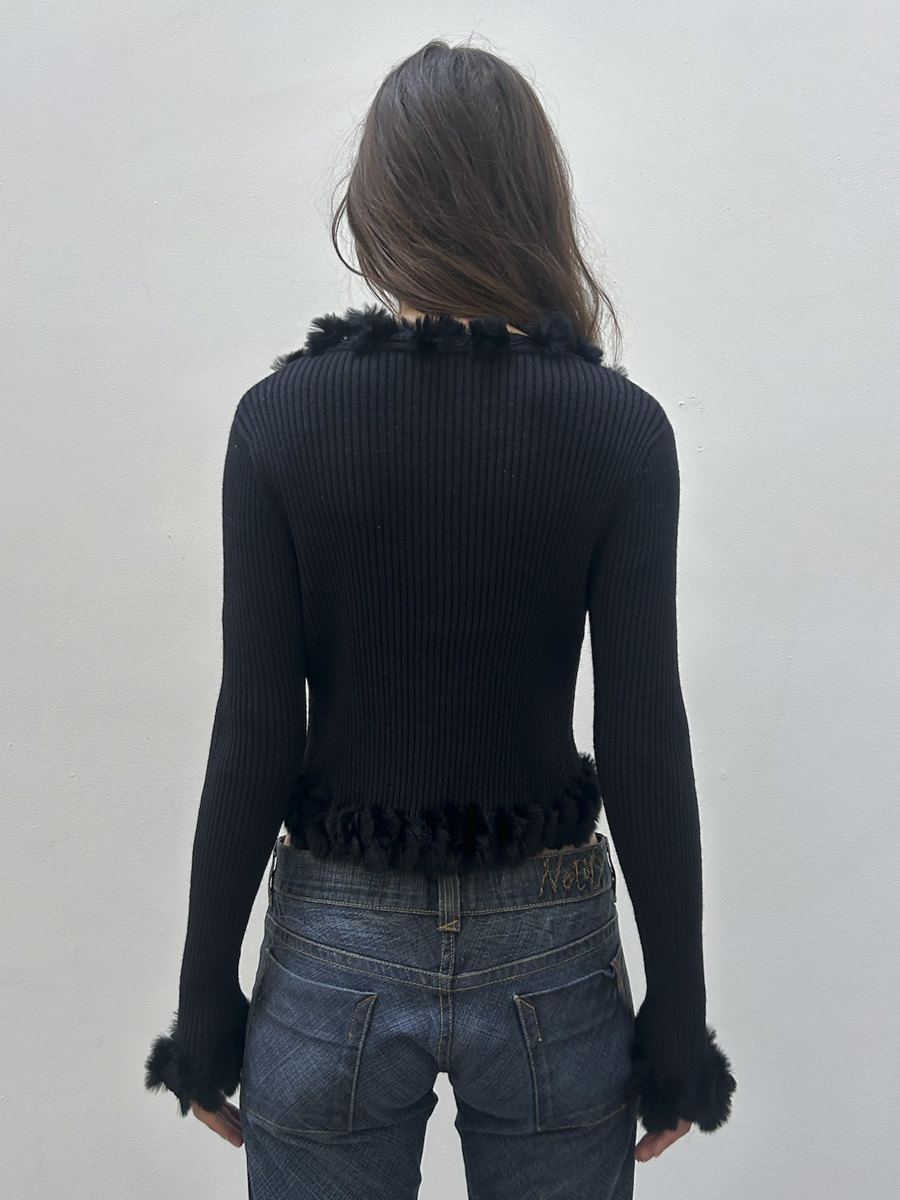 Courrèges Fur Trim Cardigan