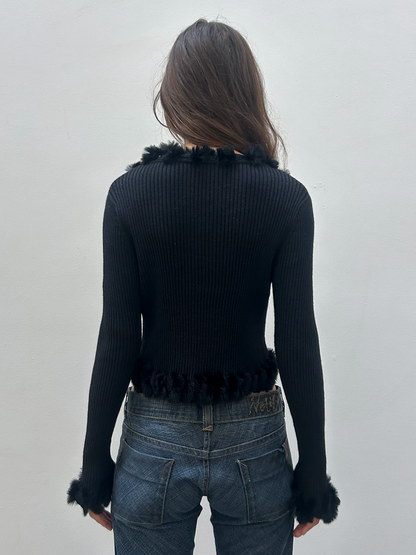 Courrèges Fur Trim Cardigan