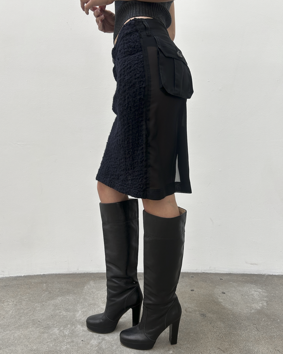 Comme des Garçons FW2005 Tweed Sheer Skirt