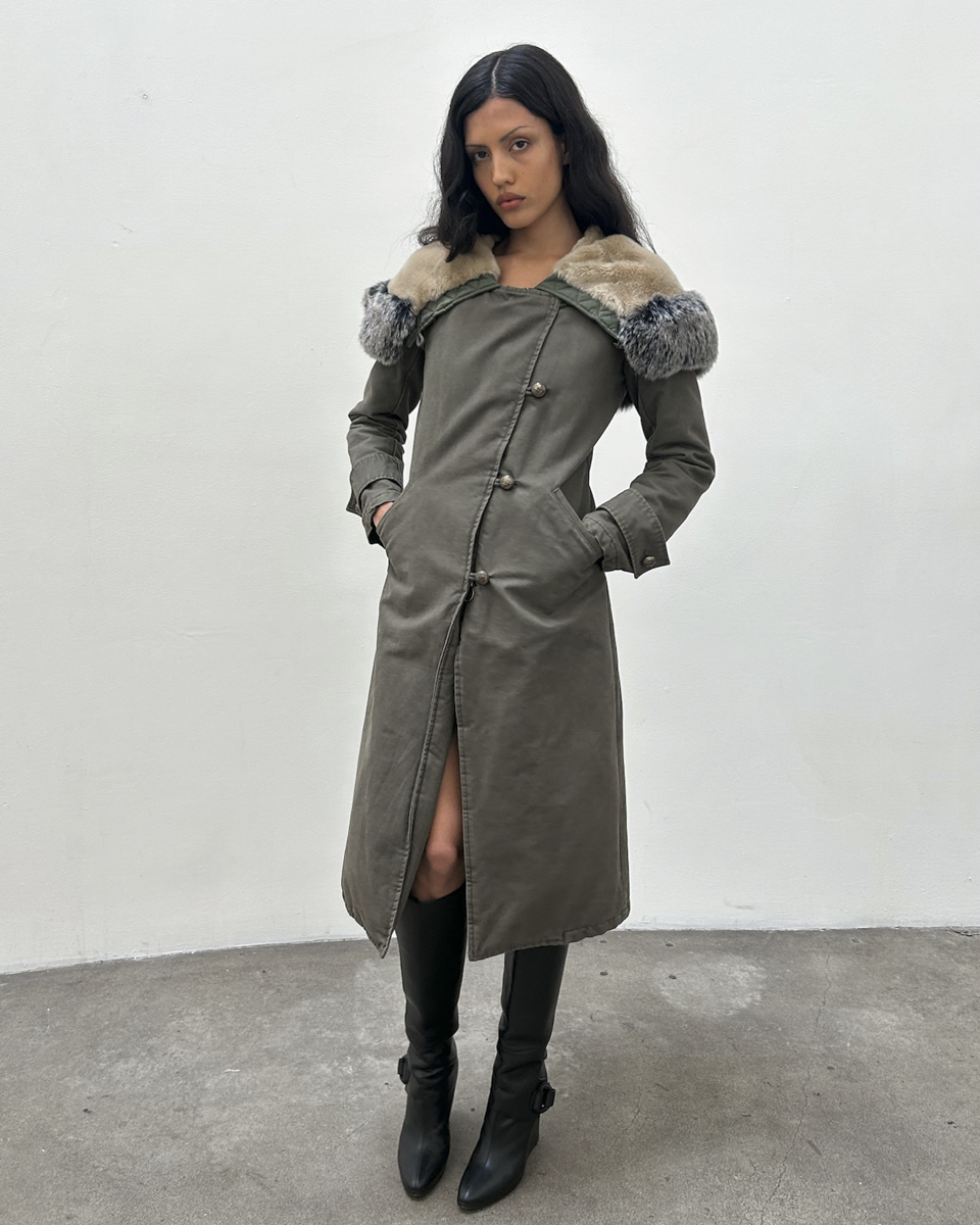 Pinko Fur-Trimmed Parka Coat