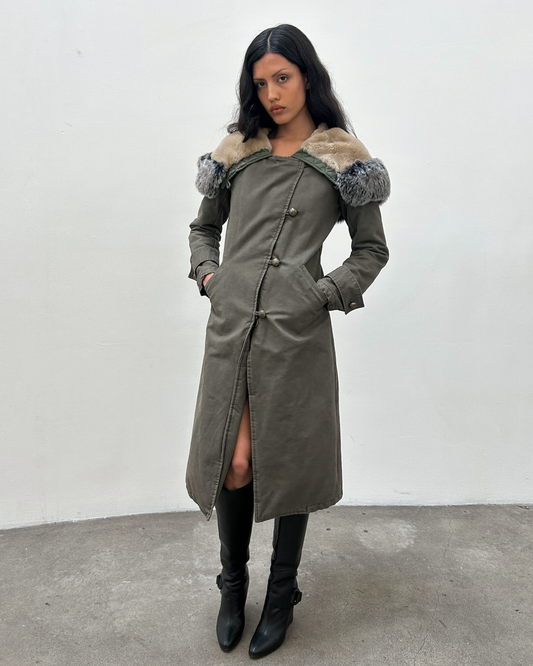 Pinko Fur-Trimmed Parka Coat