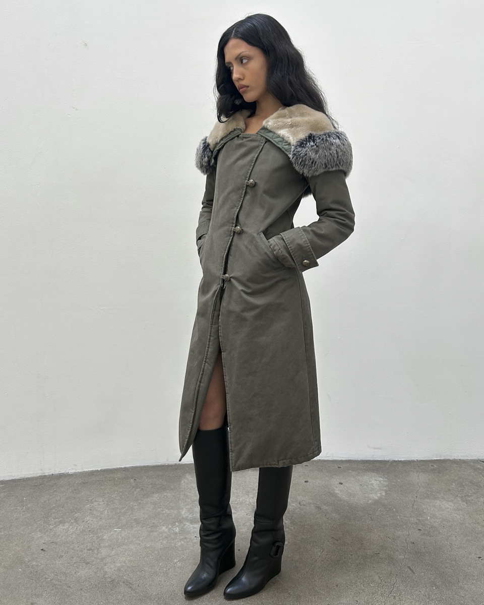 Pinko Fur-Trimmed Parka Coat