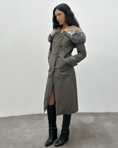 Pinko Fur-Trimmed Parka Coat