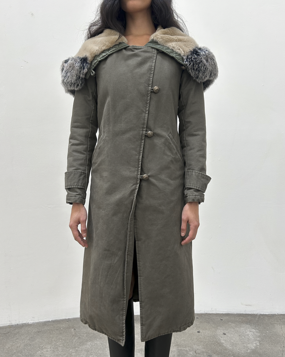 Pinko Fur-Trimmed Parka Coat