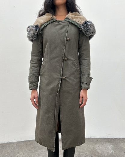 Pinko Fur-Trimmed Parka Coat