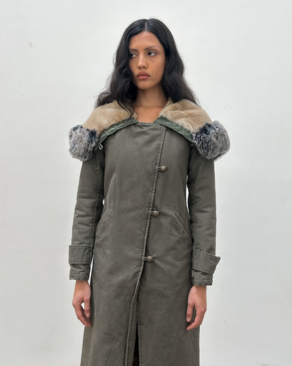 Pinko Fur-Trimmed Parka Coat