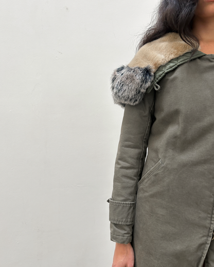 Pinko Fur-Trimmed Parka Coat