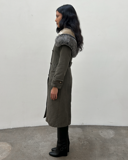 Pinko Fur-Trimmed Parka Coat