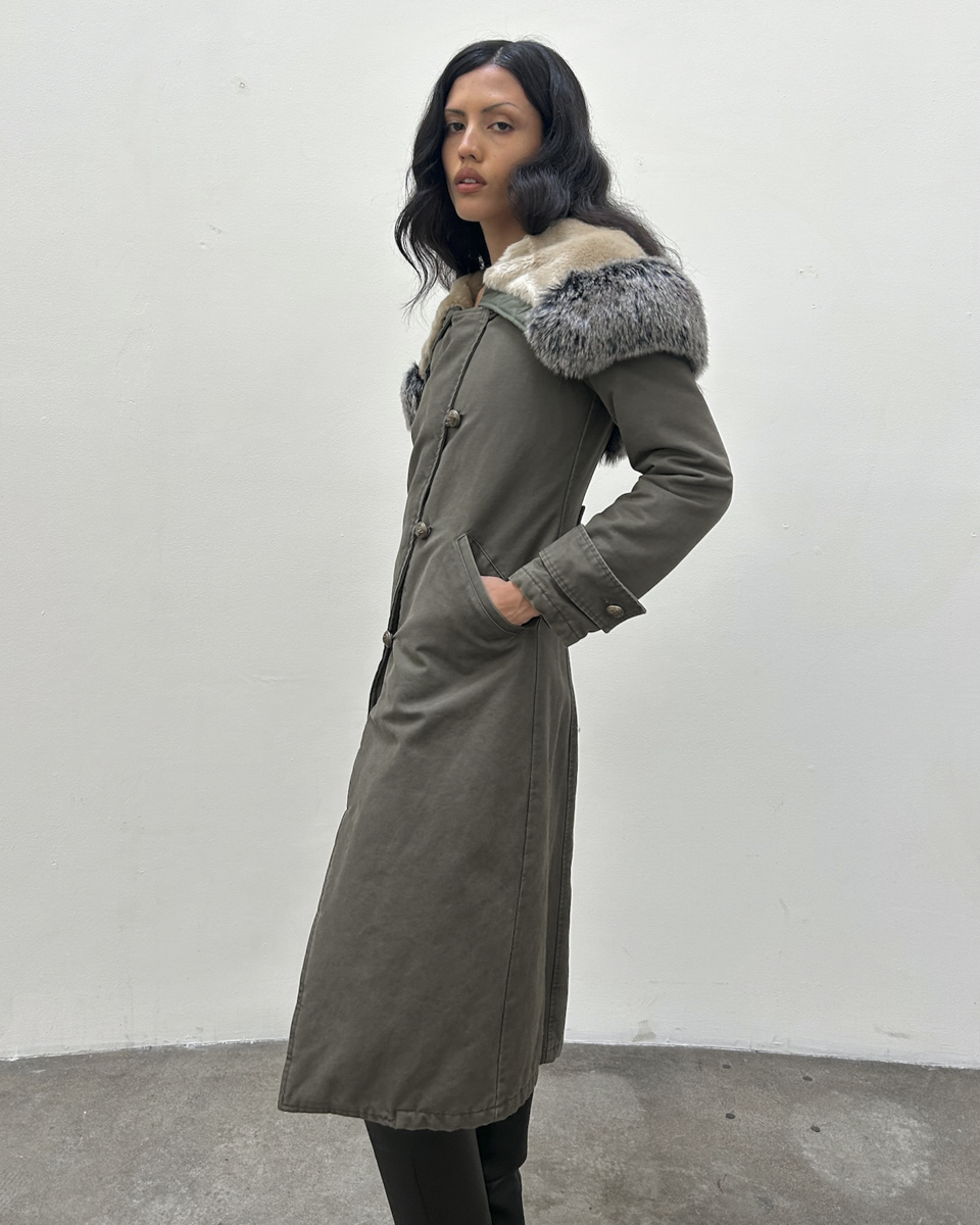 Pinko Fur-Trimmed Parka Coat