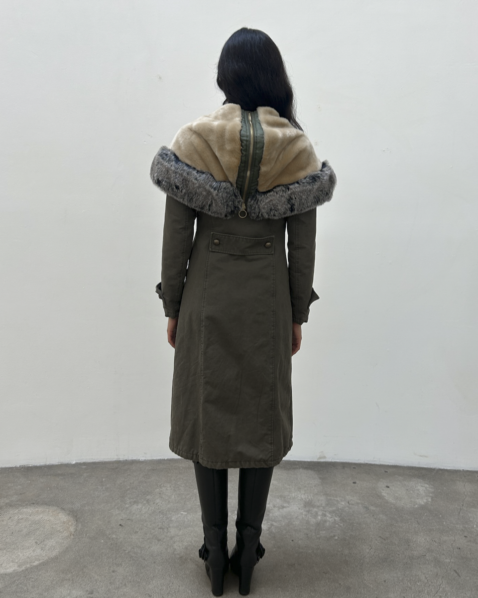 Pinko Fur-Trimmed Parka Coat