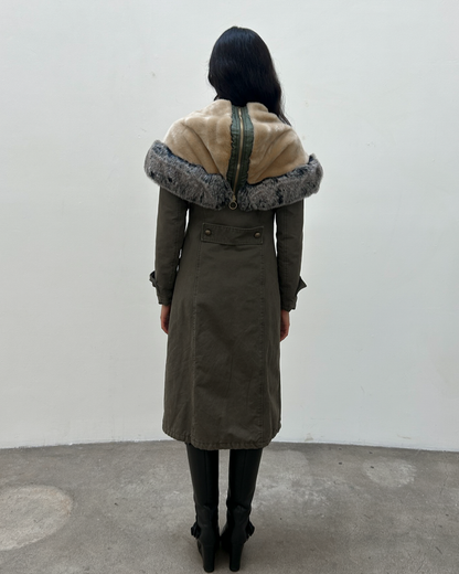 Pinko Fur-Trimmed Parka Coat