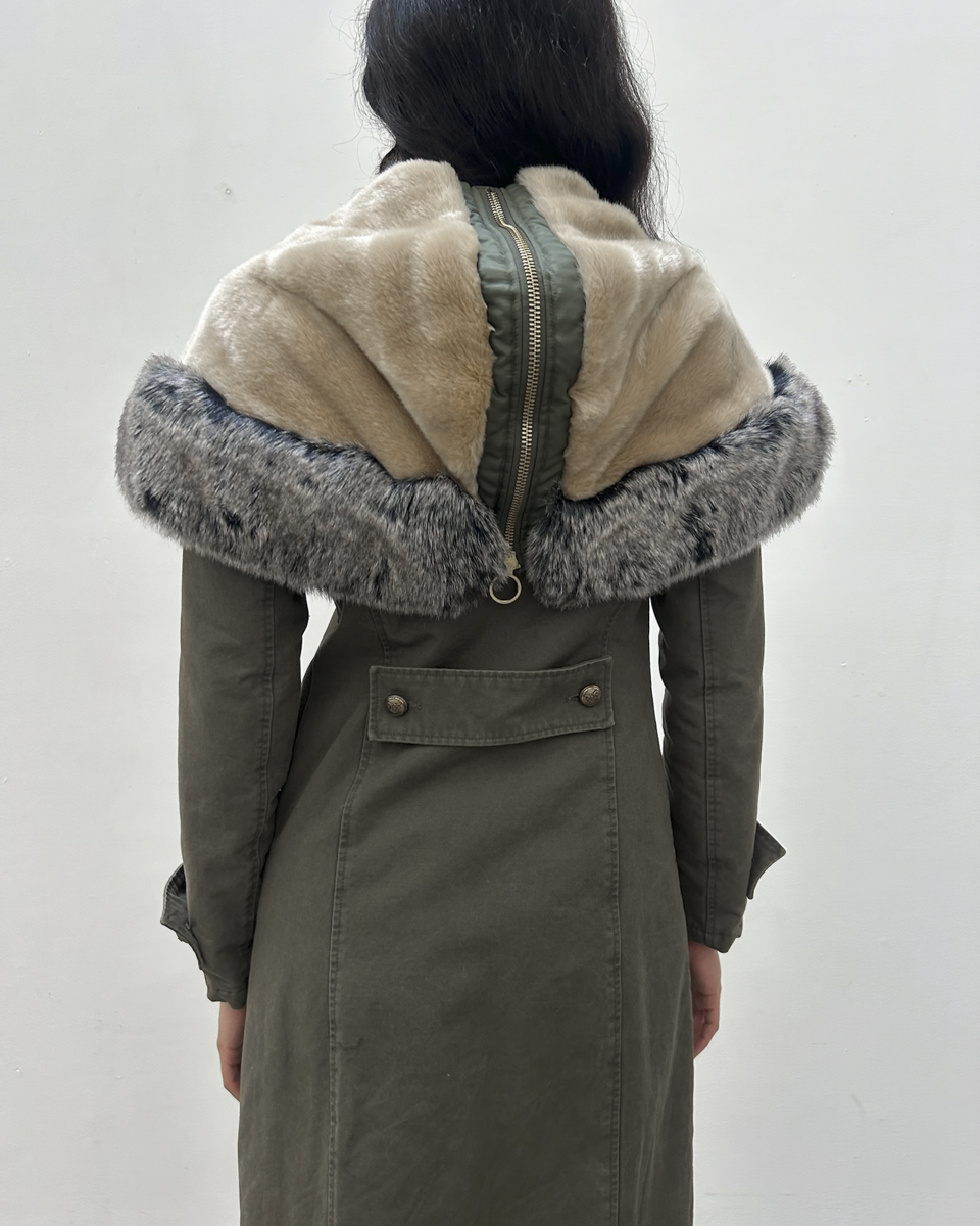Pinko Fur-Trimmed Parka Coat