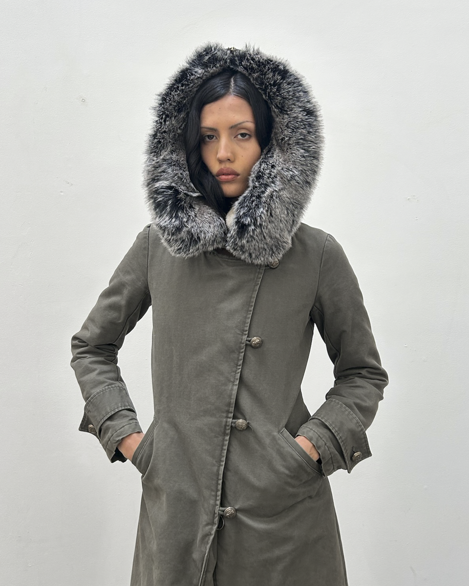 Pinko Fur-Trimmed Parka Coat
