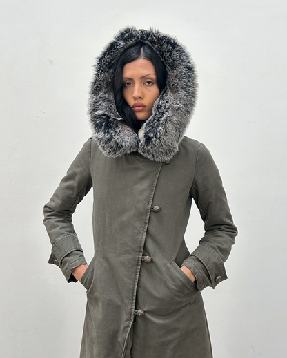 Pinko Fur-Trimmed Parka Coat