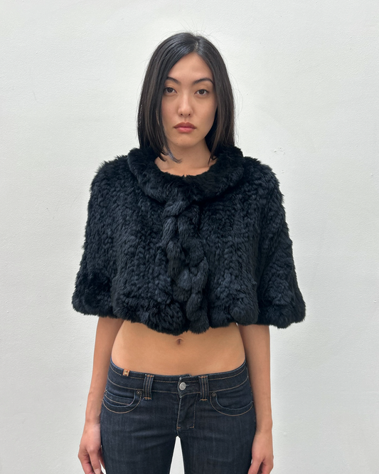 Emanuel Ungaro Rabbit Fur Cropped Shawl