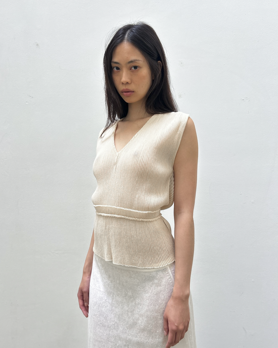 Chloé SS2014 Ribbed V-Neck Top