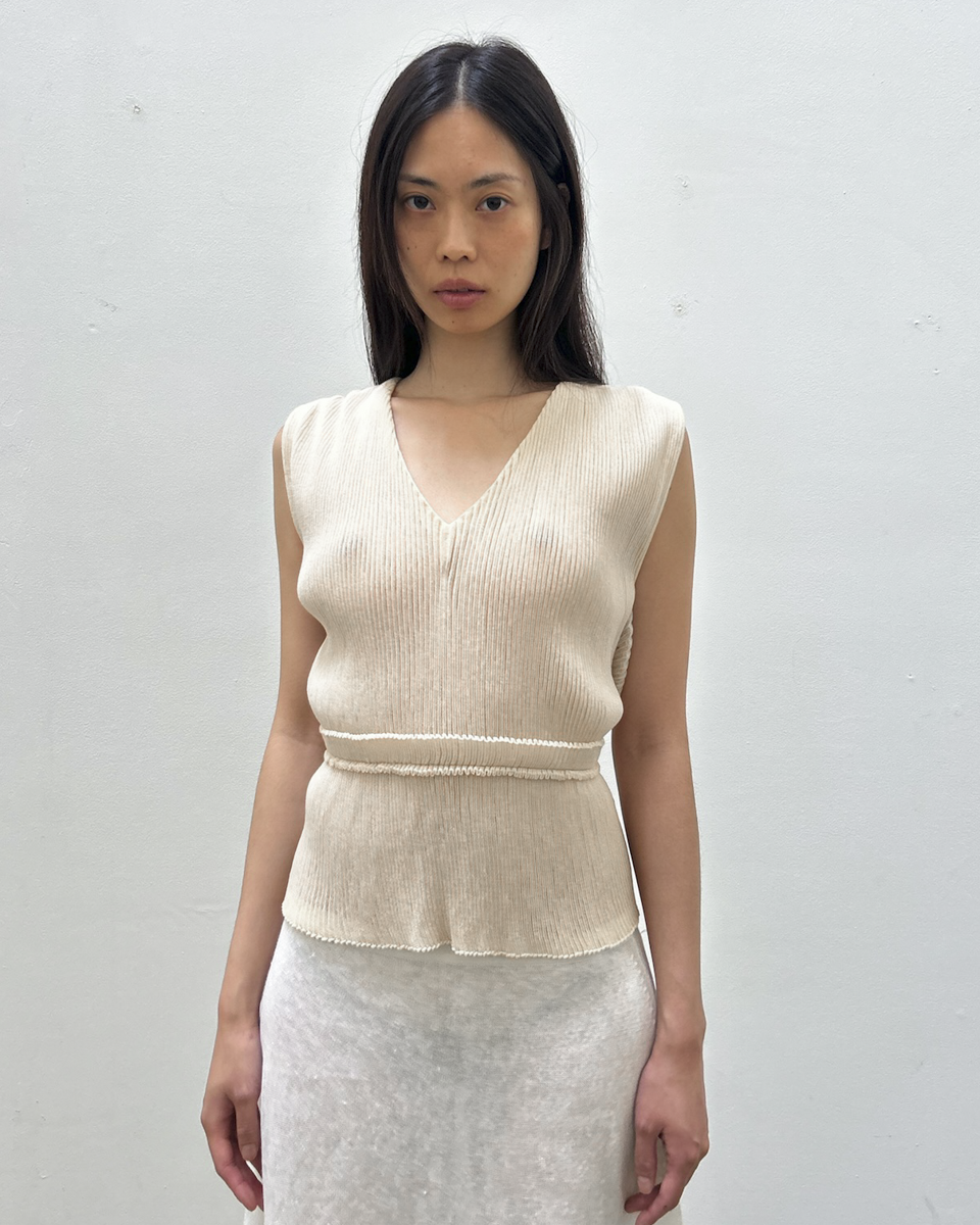 Chloé SS2014 Ribbed V-Neck Top