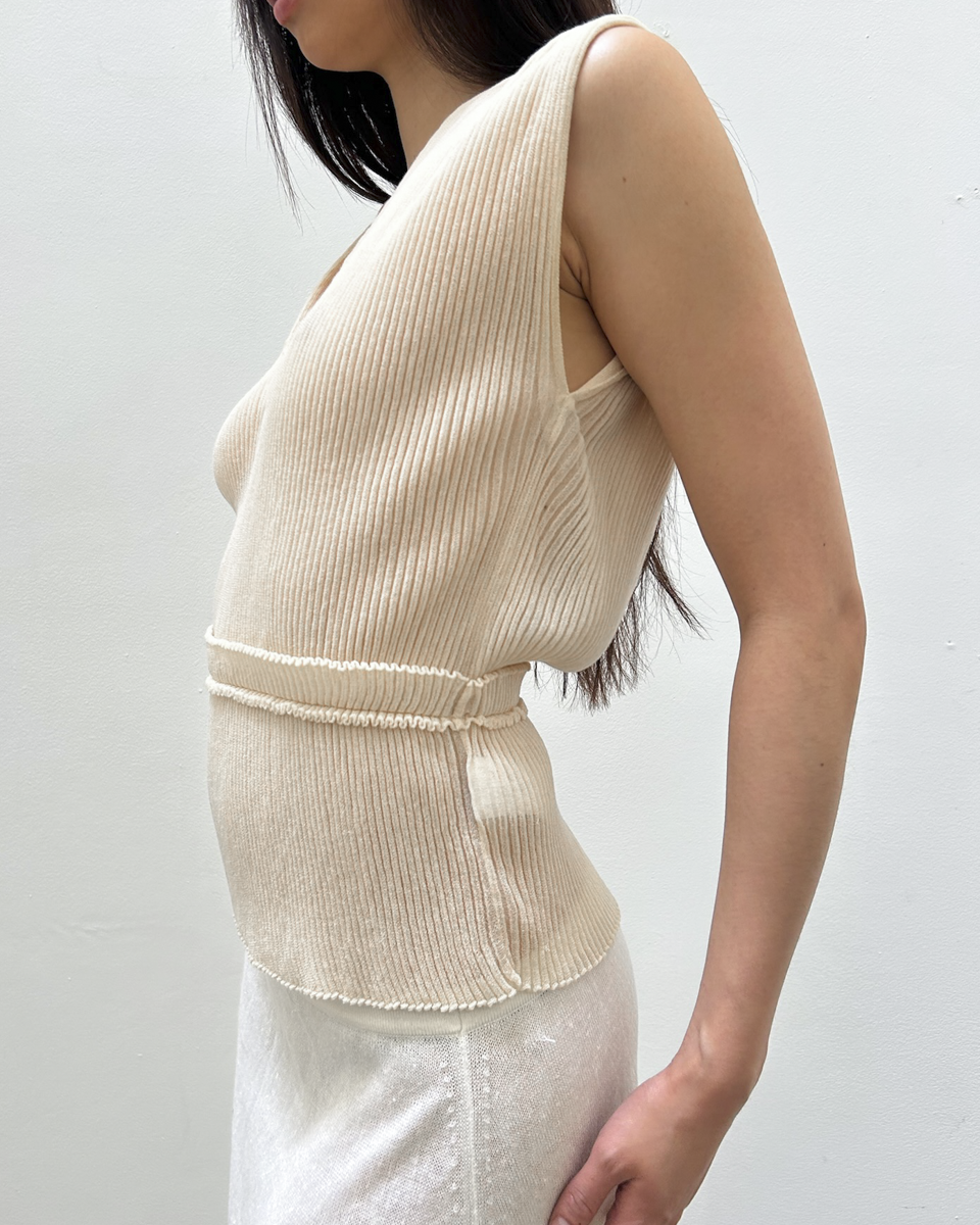 Chloé SS2014 Ribbed V-Neck Top