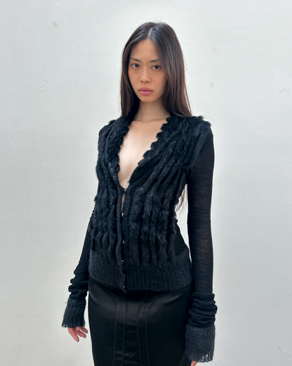 Paola Frani Fur-Trimmed Cardigan