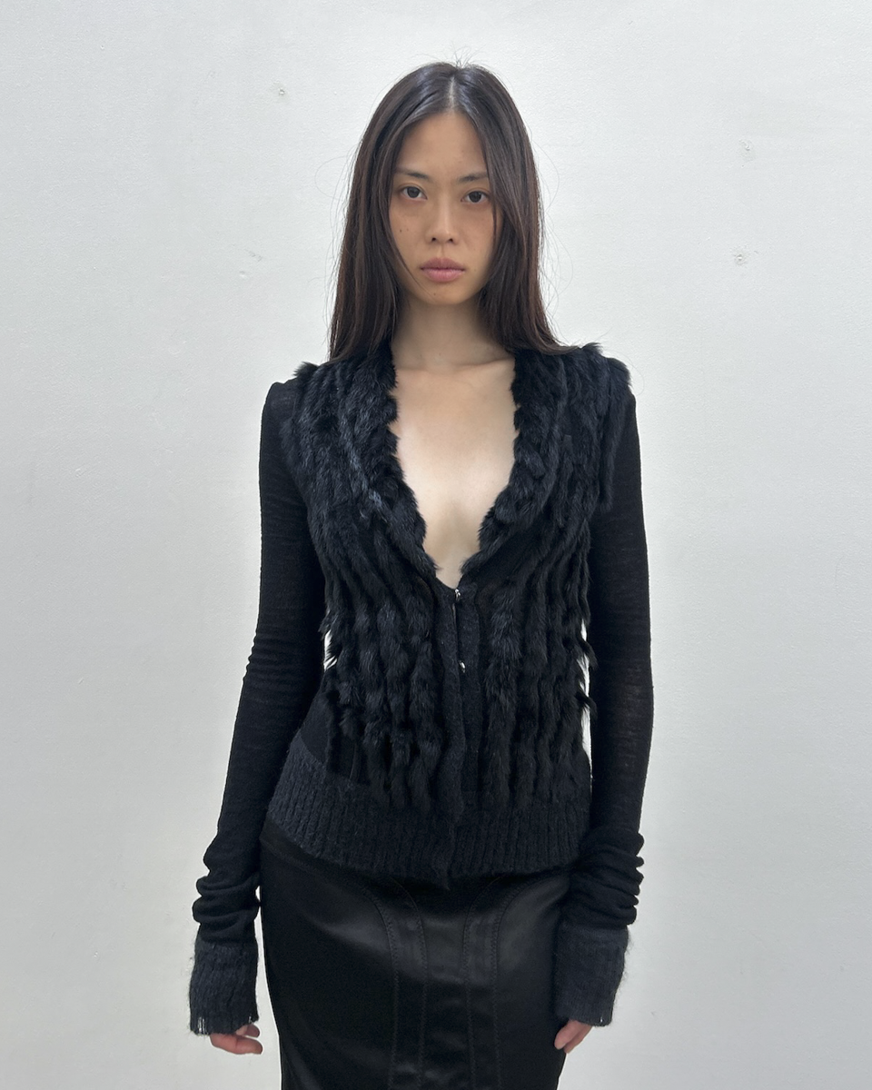 Paola Frani Fur-Trimmed Cardigan