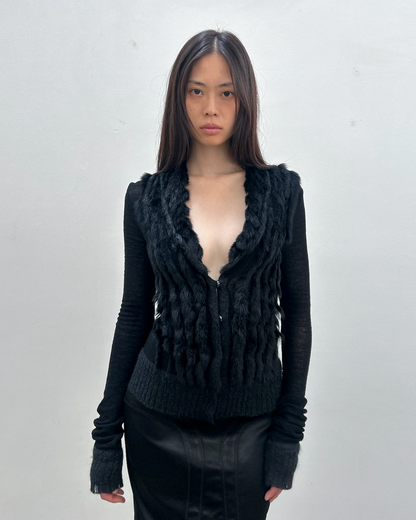 Paola Frani Fur-Trimmed Cardigan