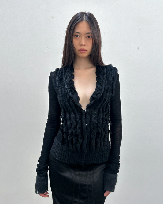 Paola Frani Fur-Trimmed Cardigan