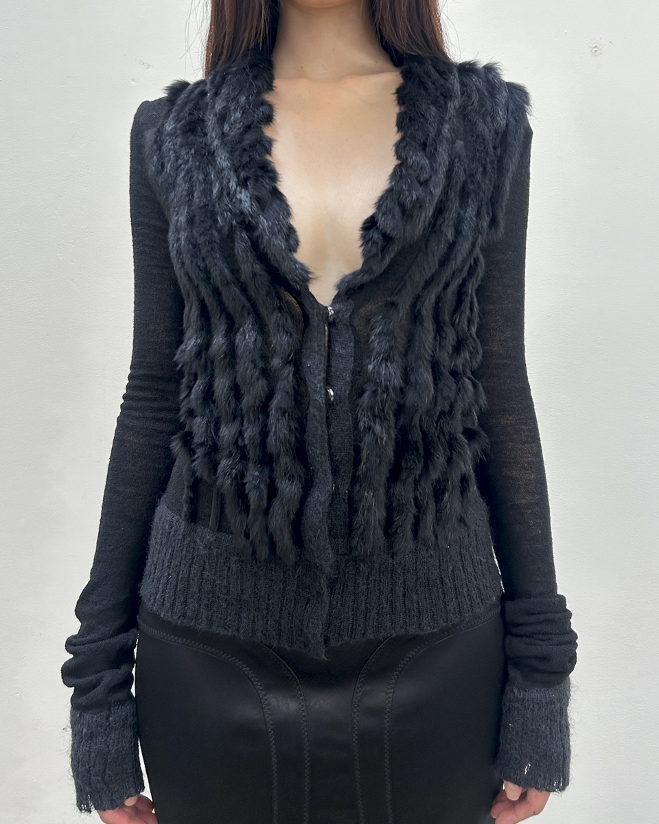 Paola Frani Fur-Trimmed Cardigan