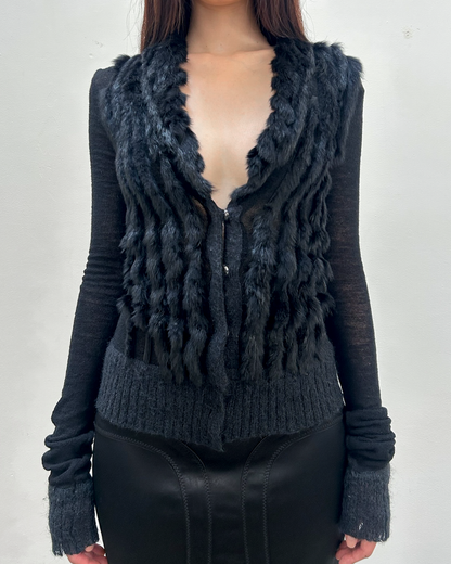 Paola Frani Fur-Trimmed Cardigan