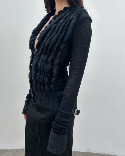 Paola Frani Fur-Trimmed Cardigan