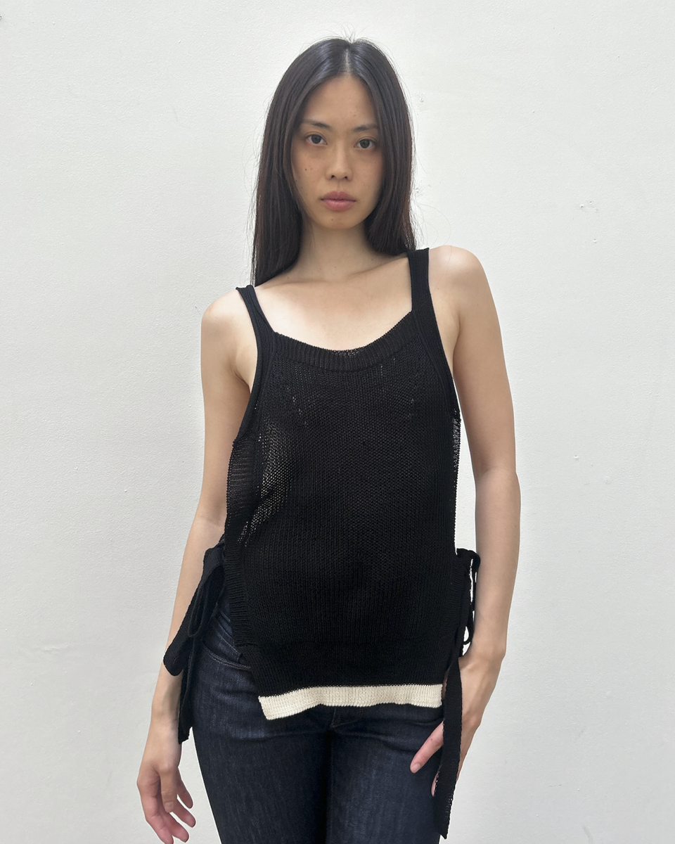 Y's Yohji Yamamoto Open-Knit Side Tie Top
