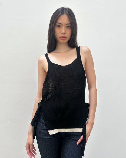 Y's Yohji Yamamoto Open-Knit Side Tie Top