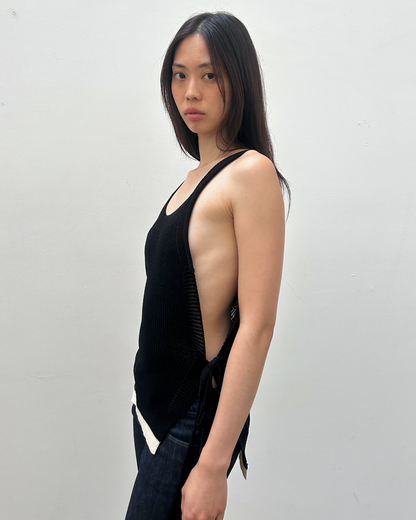 Y's Yohji Yamamoto Open-Knit Side Tie Top