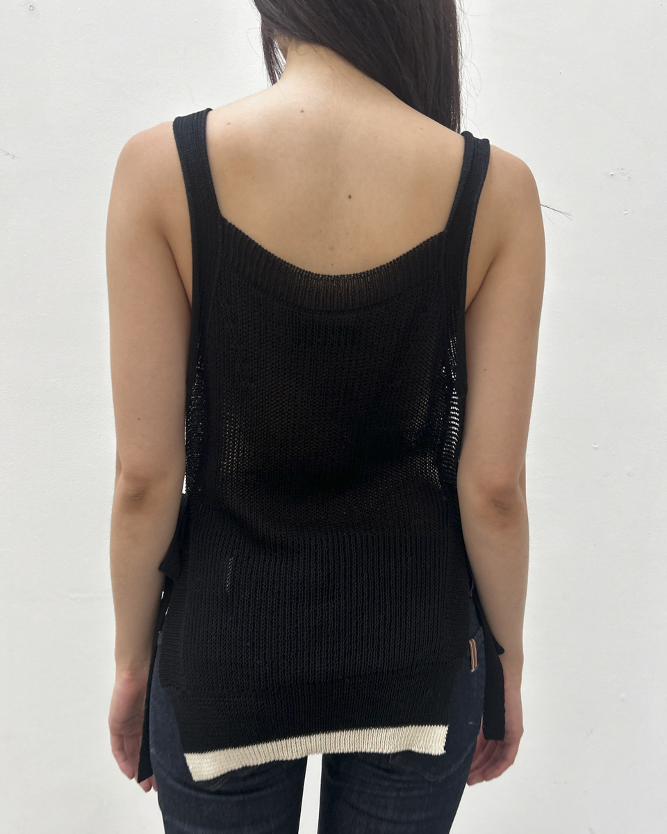 Y's Yohji Yamamoto Open-Knit Side Tie Top