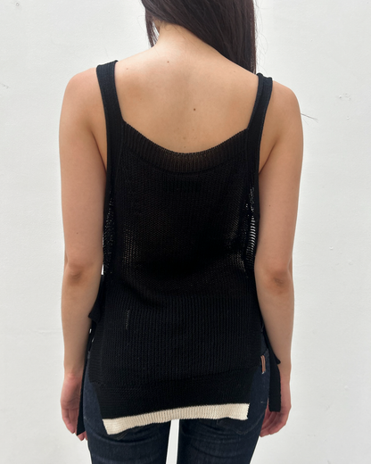 Y's Yohji Yamamoto Open-Knit Side Tie Top