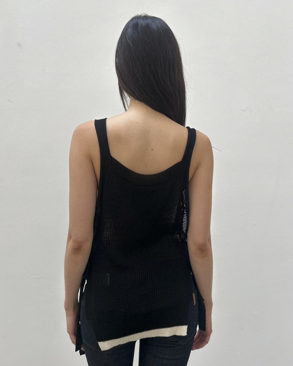 Y's Yohji Yamamoto Open-Knit Side Tie Top