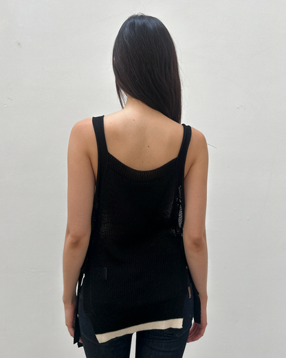 Y's Yohji Yamamoto Open-Knit Side Tie Top