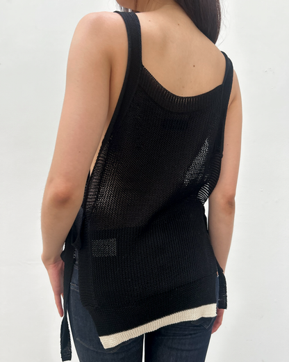Y's Yohji Yamamoto Open-Knit Side Tie Top