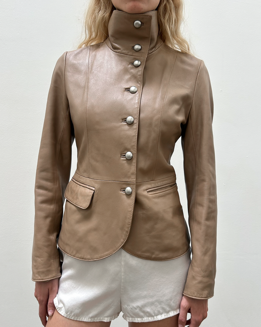 Balmain Lambskin Leather Military Jacket