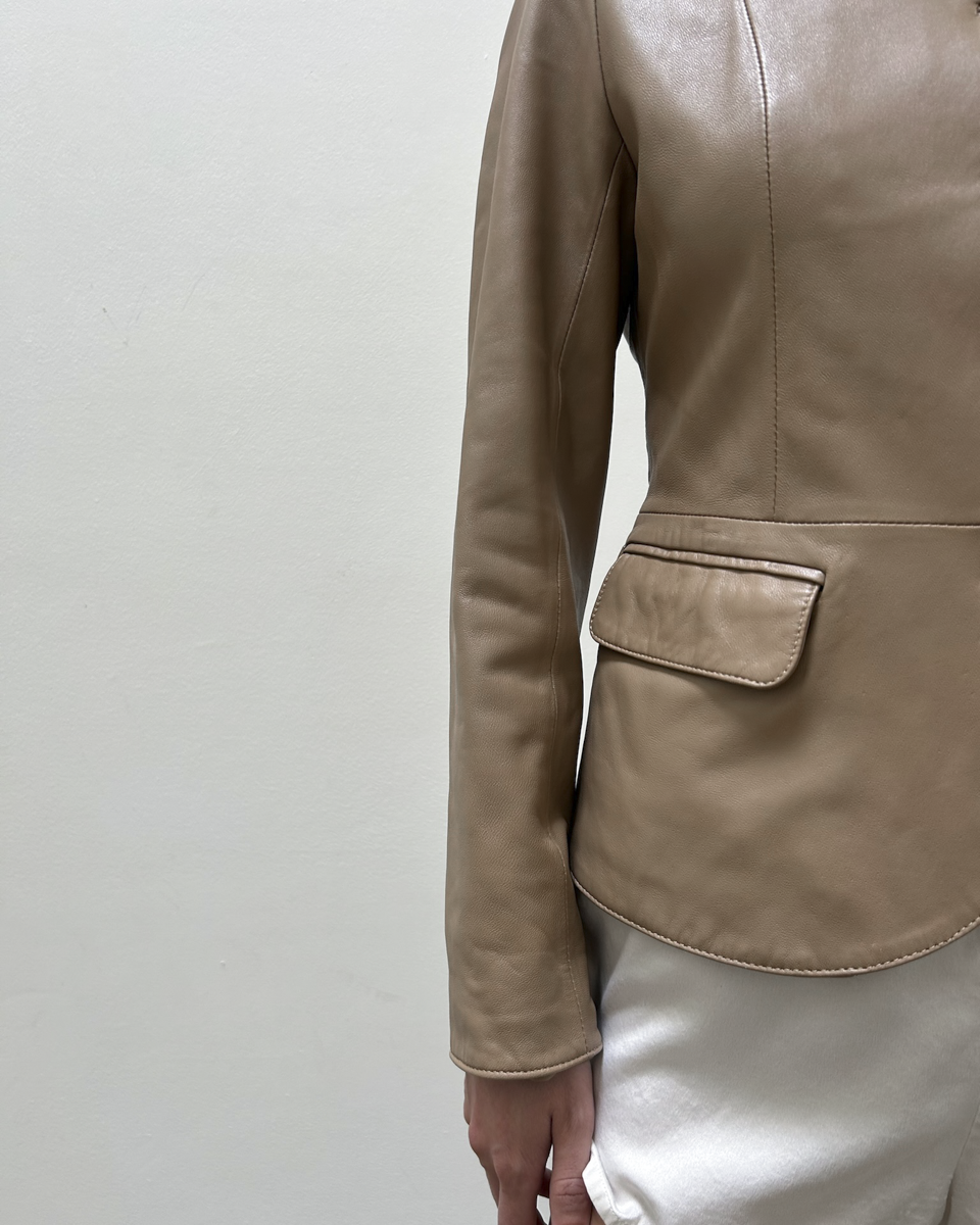 Balmain Lambskin Leather Military Jacket