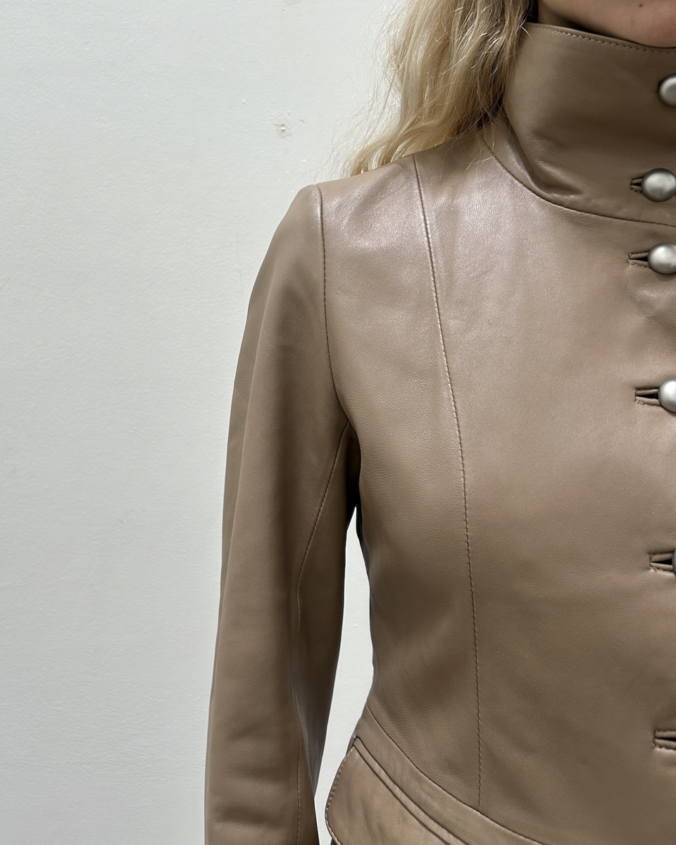 Balmain Lambskin Leather Military Jacket