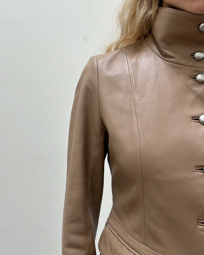 Balmain Lambskin Leather Military Jacket