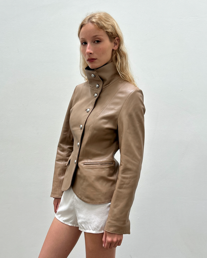 Balmain Lambskin Leather Military Jacket