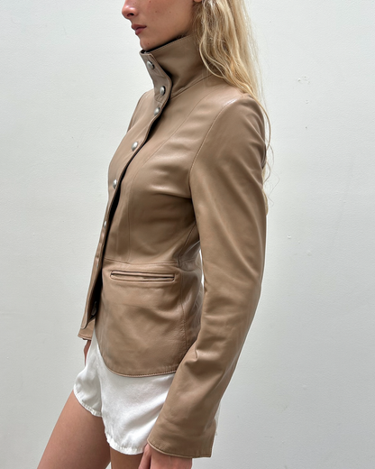 Balmain Lambskin Leather Military Jacket