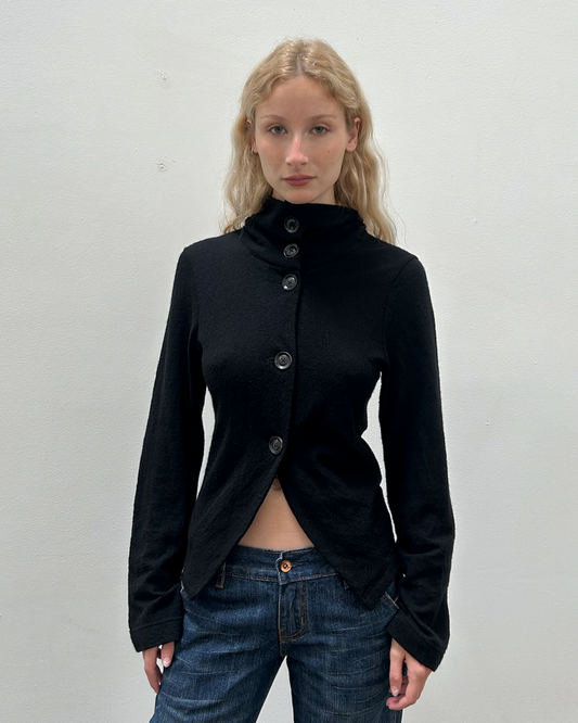 Y's Yohji Yamamoto Funnel Neck Button-Up Cardigan