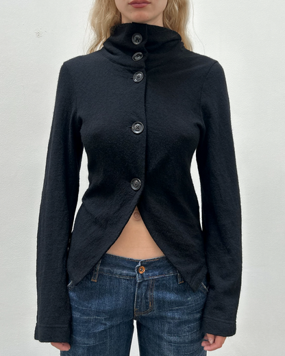 Y's Yohji Yamamoto Funnel Neck Button-Up Cardigan