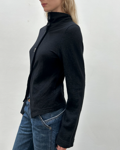 Y's Yohji Yamamoto Funnel Neck Button-Up Cardigan