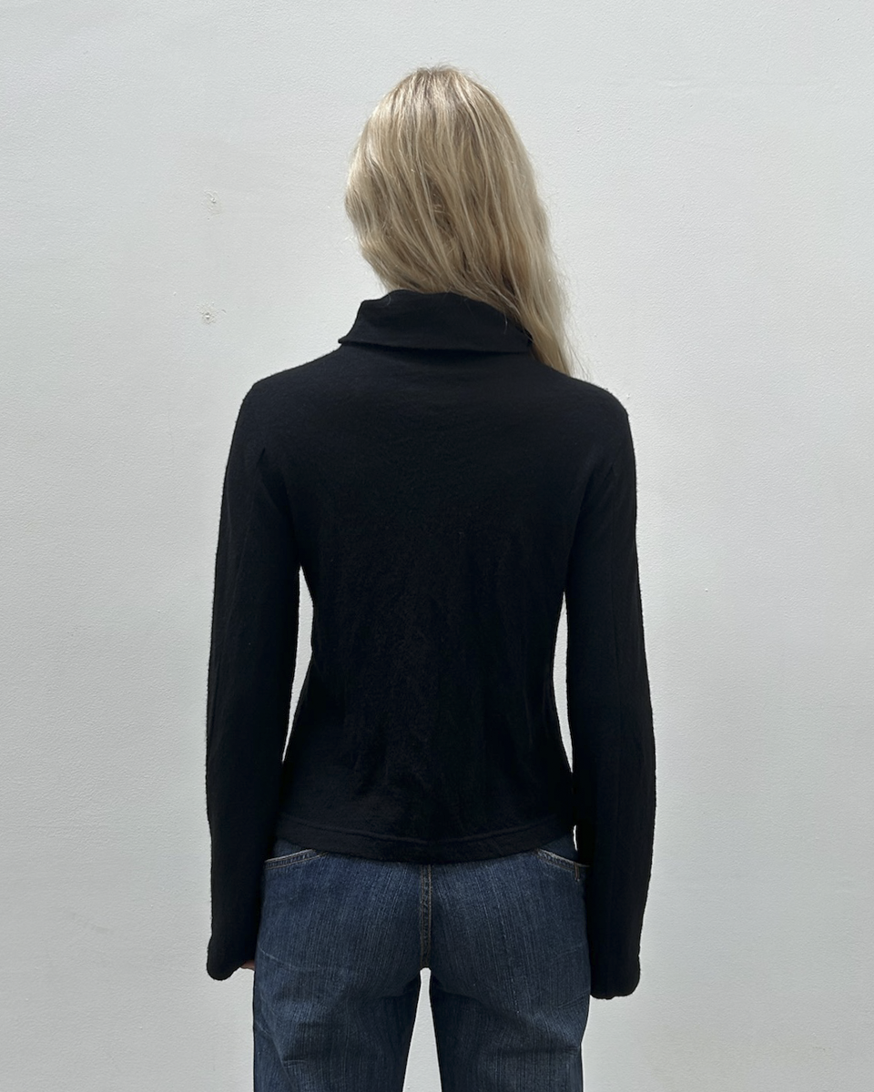 Y's Yohji Yamamoto Funnel Neck Button-Up Cardigan