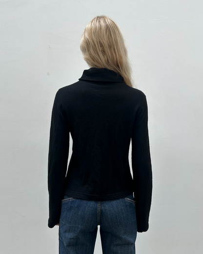 Y's Yohji Yamamoto Funnel Neck Button-Up Cardigan