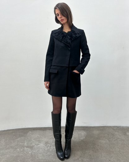 Pinko Faux Fur Wool Coat